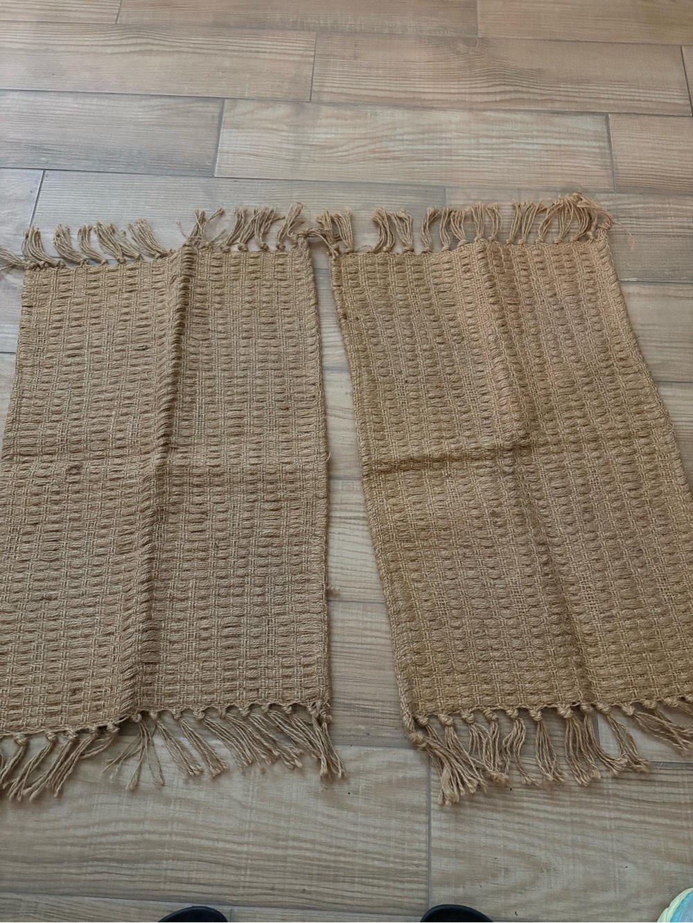 100% jute woven rugs 16 x 24” (2)